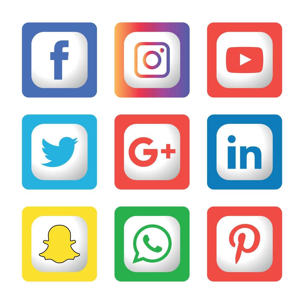 tecnología de iconos planos de redes sociales, red. venta de cara sonriente de grupo de fondo. compartir, me gusta, ilustración vectorial twitter, youtube, whatsapp, snapchat, facebook, instagram, tiktok, tok vector