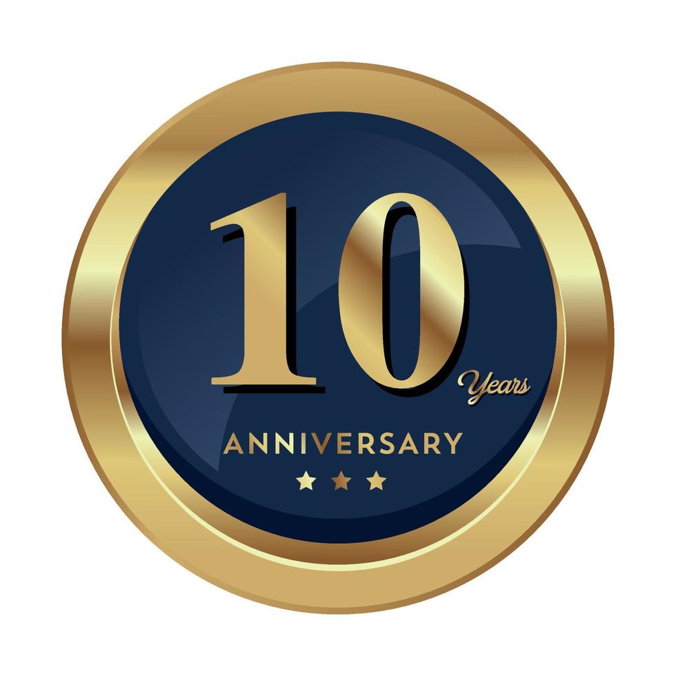 10th Anniversary Celebrating text company business background with numbers. Vector celebration anniversary event template dark gold red color shield