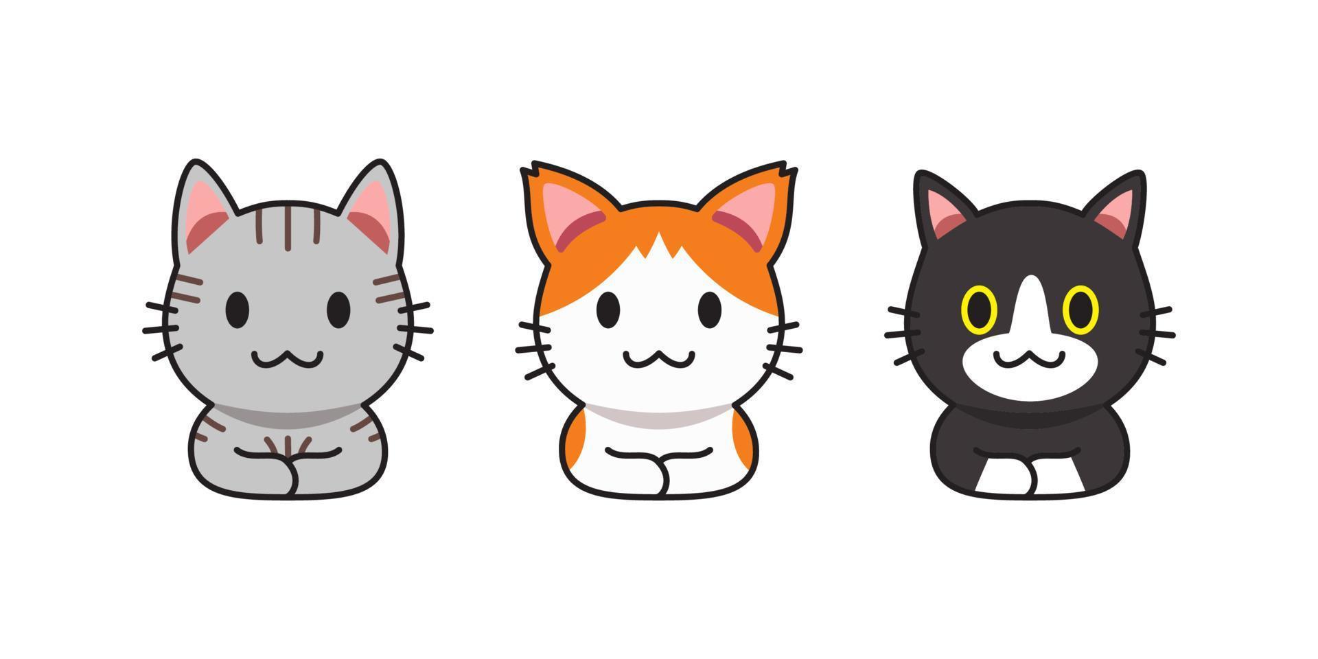conjunto de gatos lindos de dibujos animados de vector
