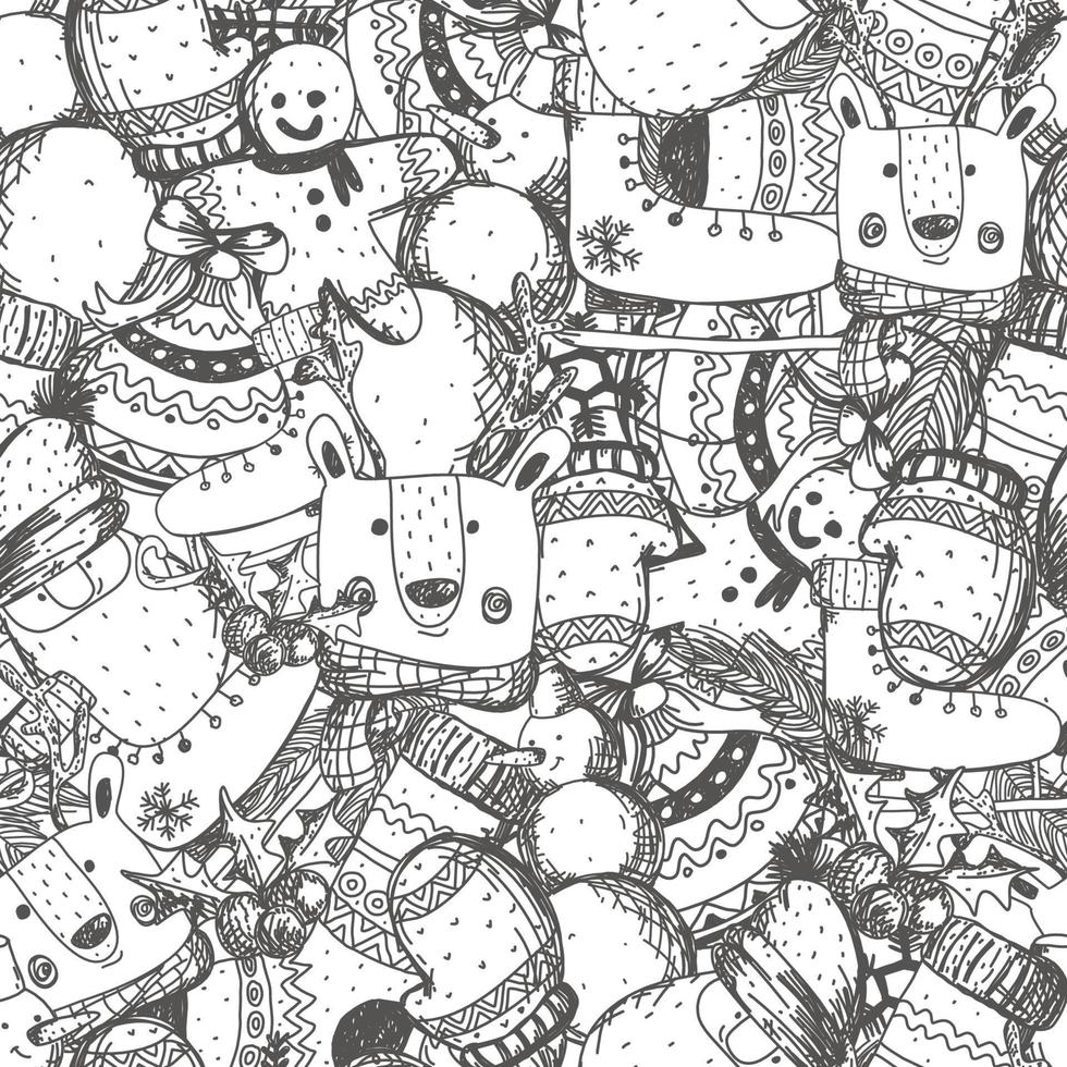 seamless patern hand drawn new year with hristmas elements vector