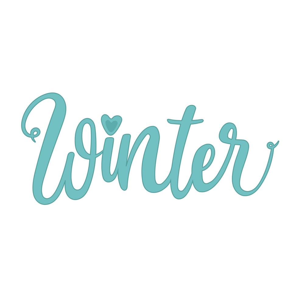 Vector illustration text and lettering winter on white isolated background