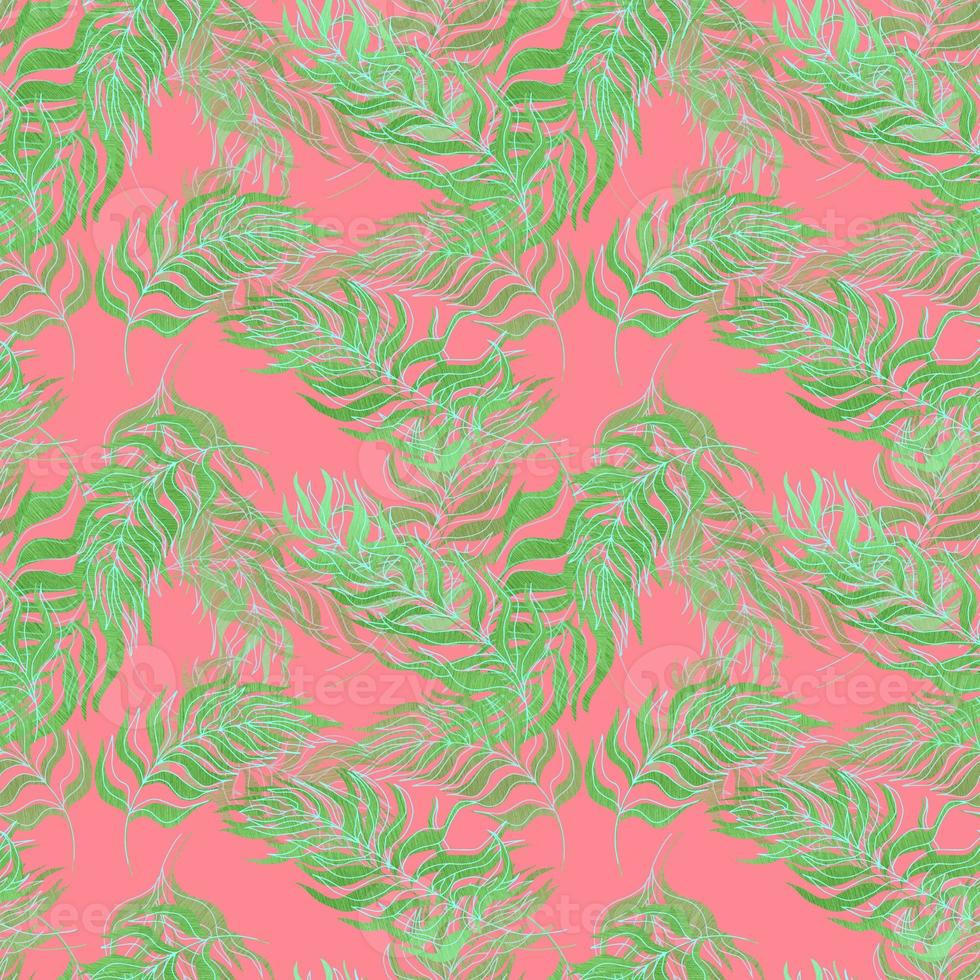 seamless pattern  palm tree leaves gold leaves and contours on background. For textiles, packaging, fabrics, wallpapers, backgrounds, invitations. Summer tropics photo