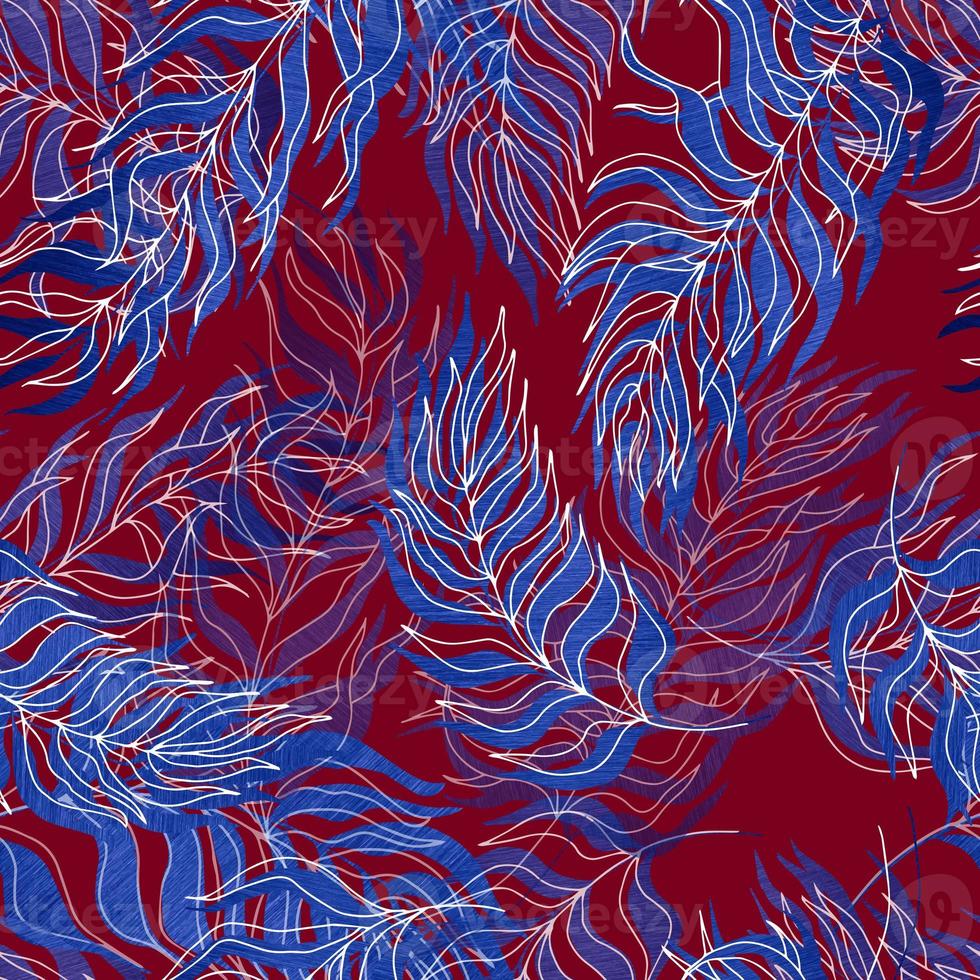 seamless pattern  palm tree leaves gold leaves and contours on background. For textiles, packaging, fabrics, wallpapers, backgrounds, invitations. Summer tropics photo