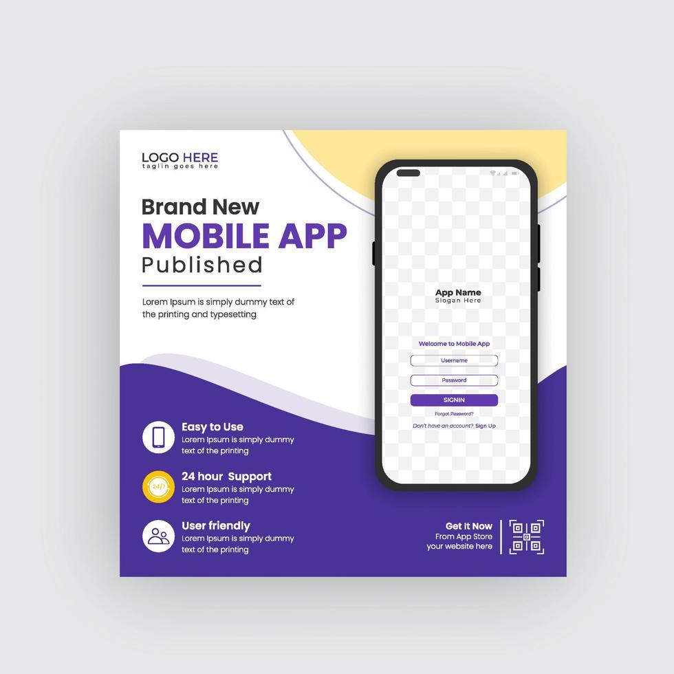 Mobile app promotion social media  banner and web banner template pro download vector