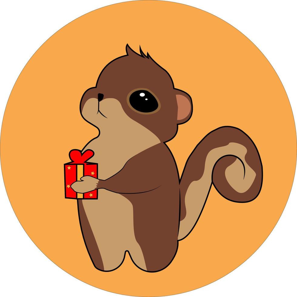 squirrel carrying a gift box vector