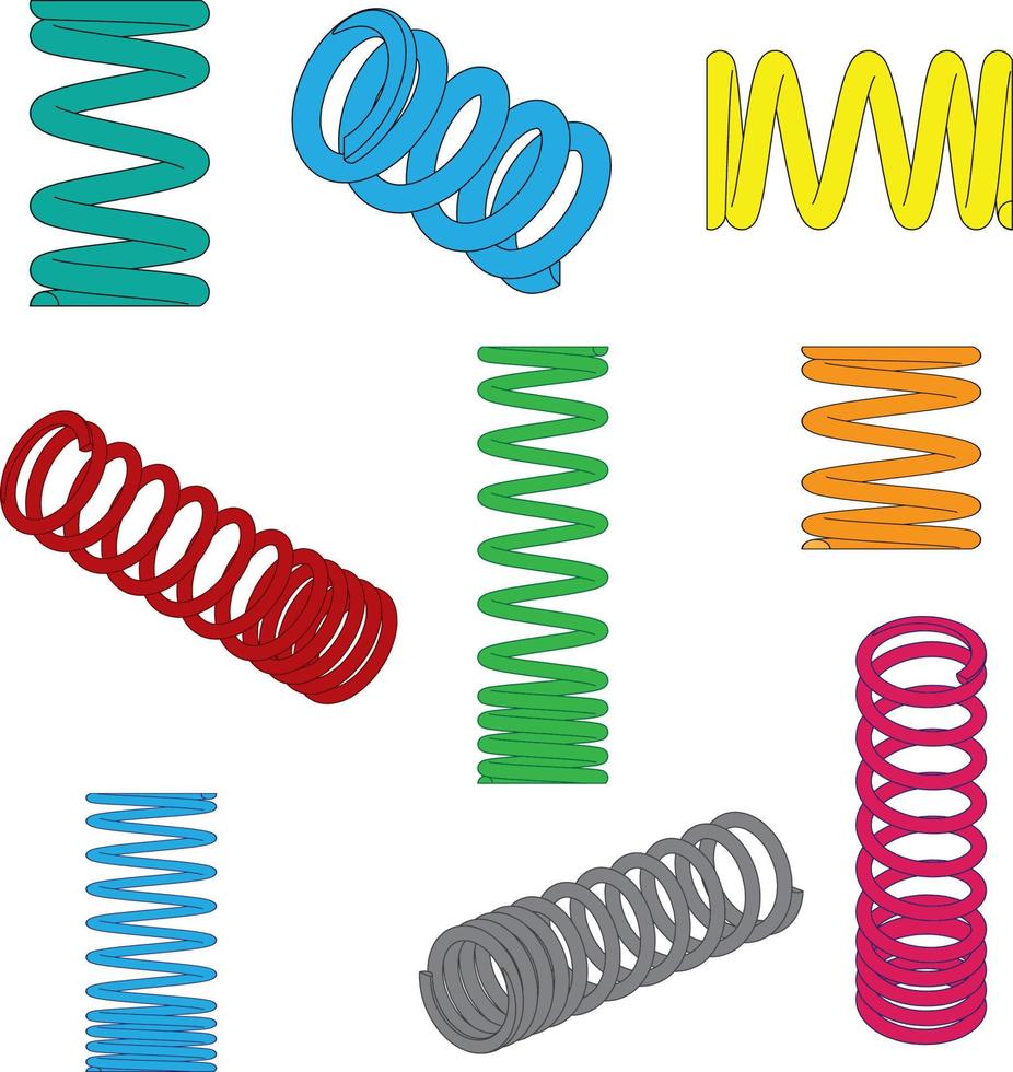 compression spring all color vector illustration