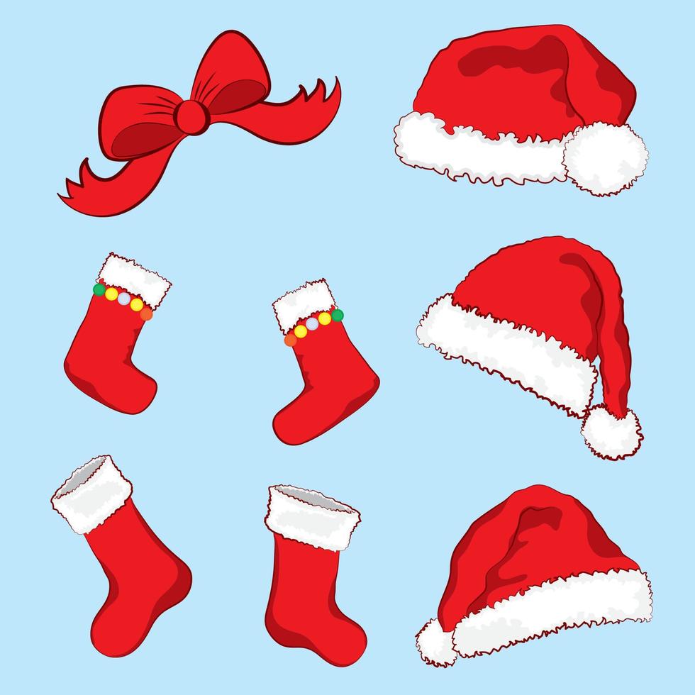 medias y gorros navideños vector