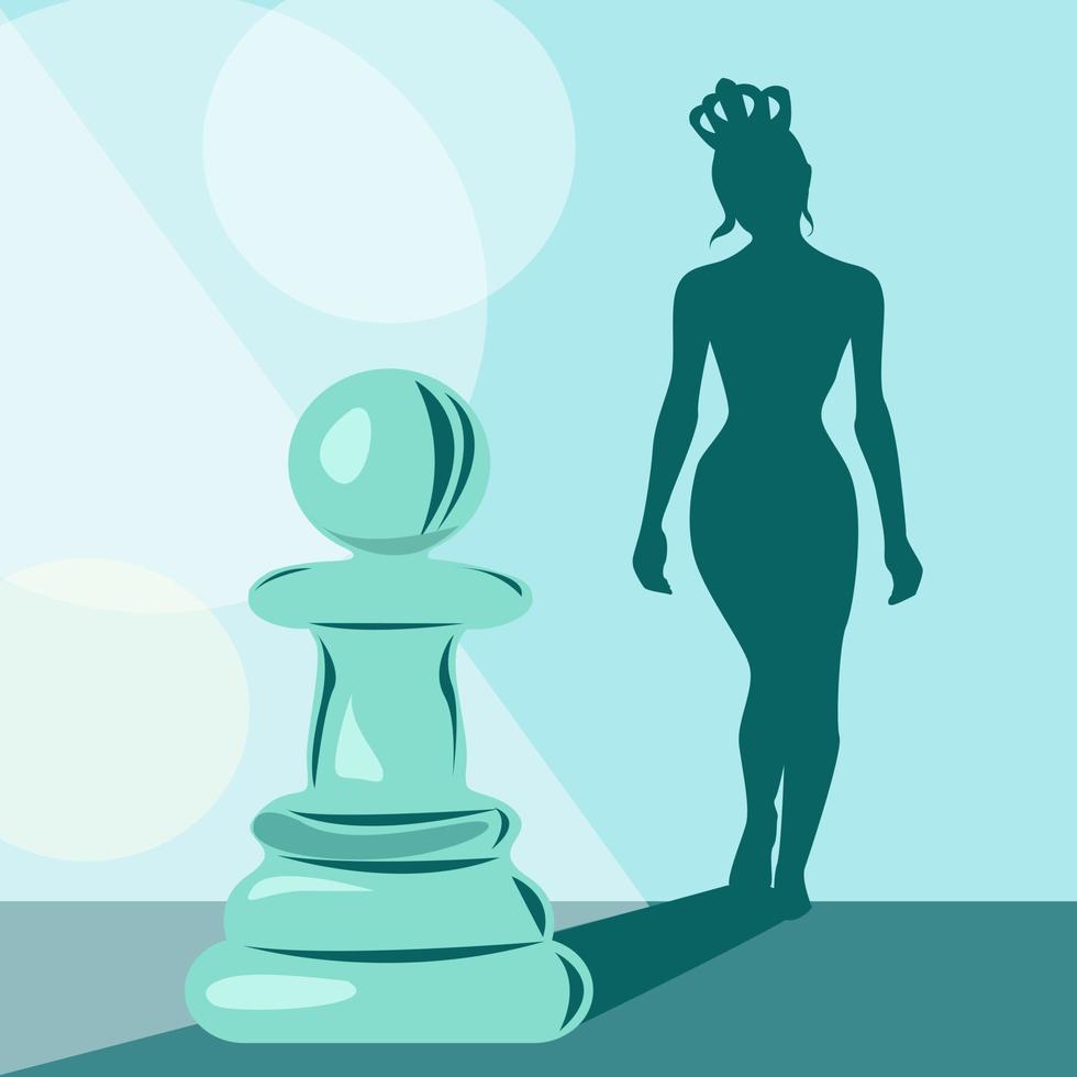 A chess pawn and a girl's shadow vector