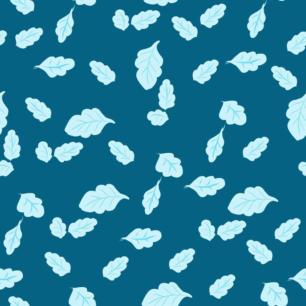 Seamless pattern with blue leaves on a blue background. vector