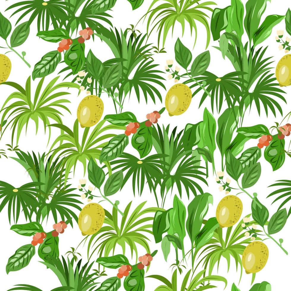 Seamless pattern with indoor plants with beautiful leaves vector