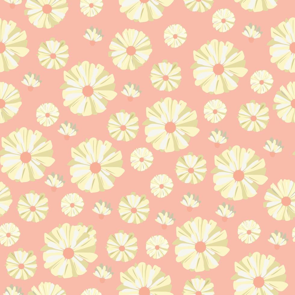 Seamless pattern with summer daisies on pink background vector