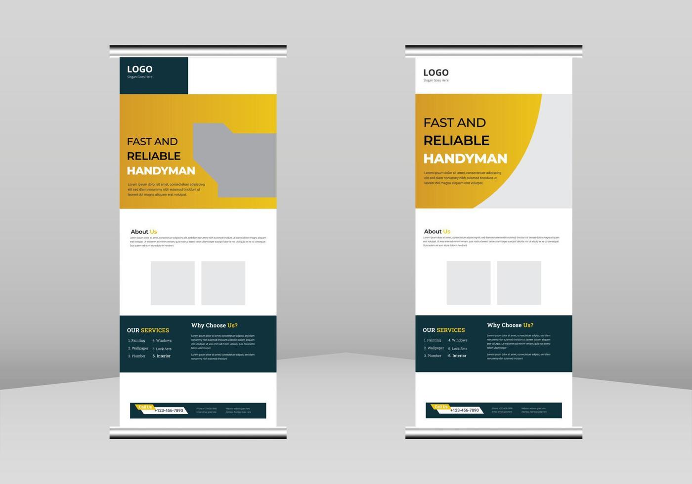 Handyman Roll Up Banner Design, Handyman Services Roll Up Banner, Home Repair Banner Design, Trend Business Roll Up Banner Design, Creative Vector Roll Up Design. EPS