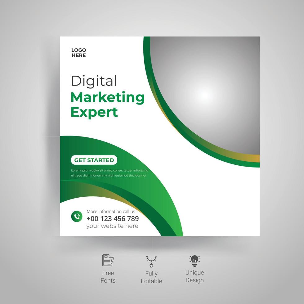 Digital Marketing Social Media Post Template Design vector