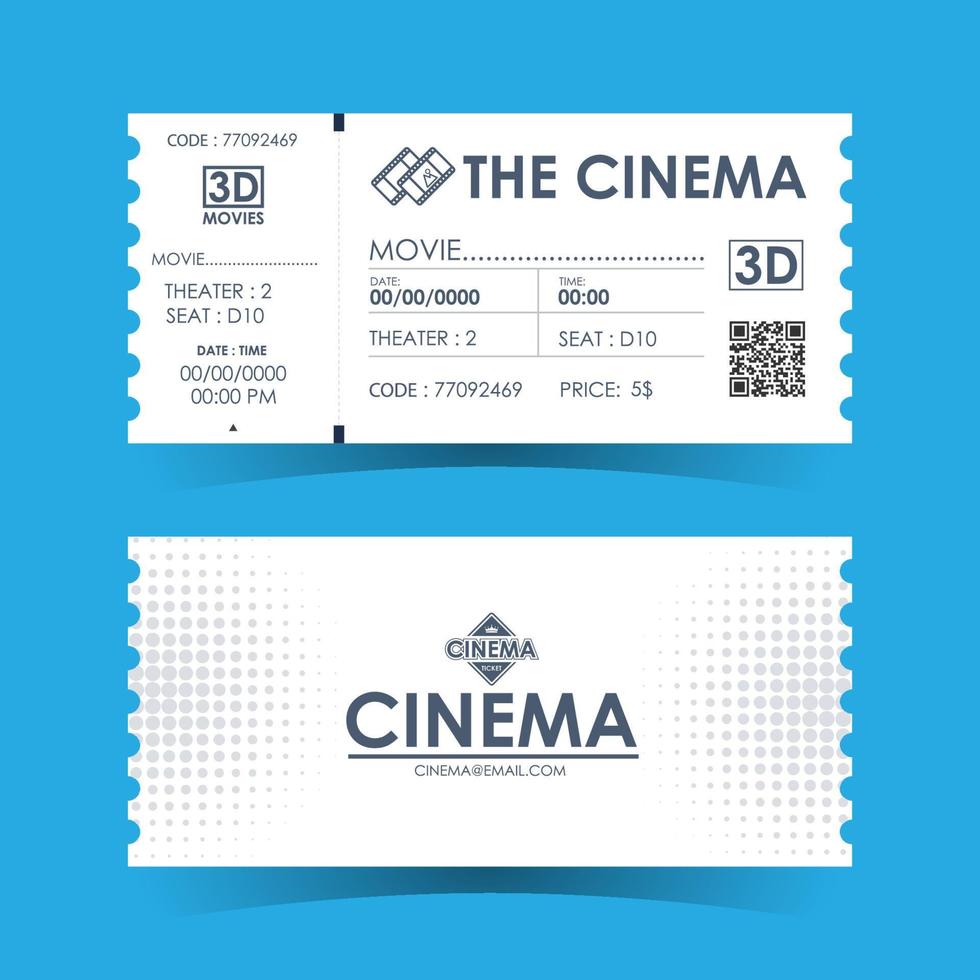 Cinema Ticket Card. Element template for design. Vector illustration