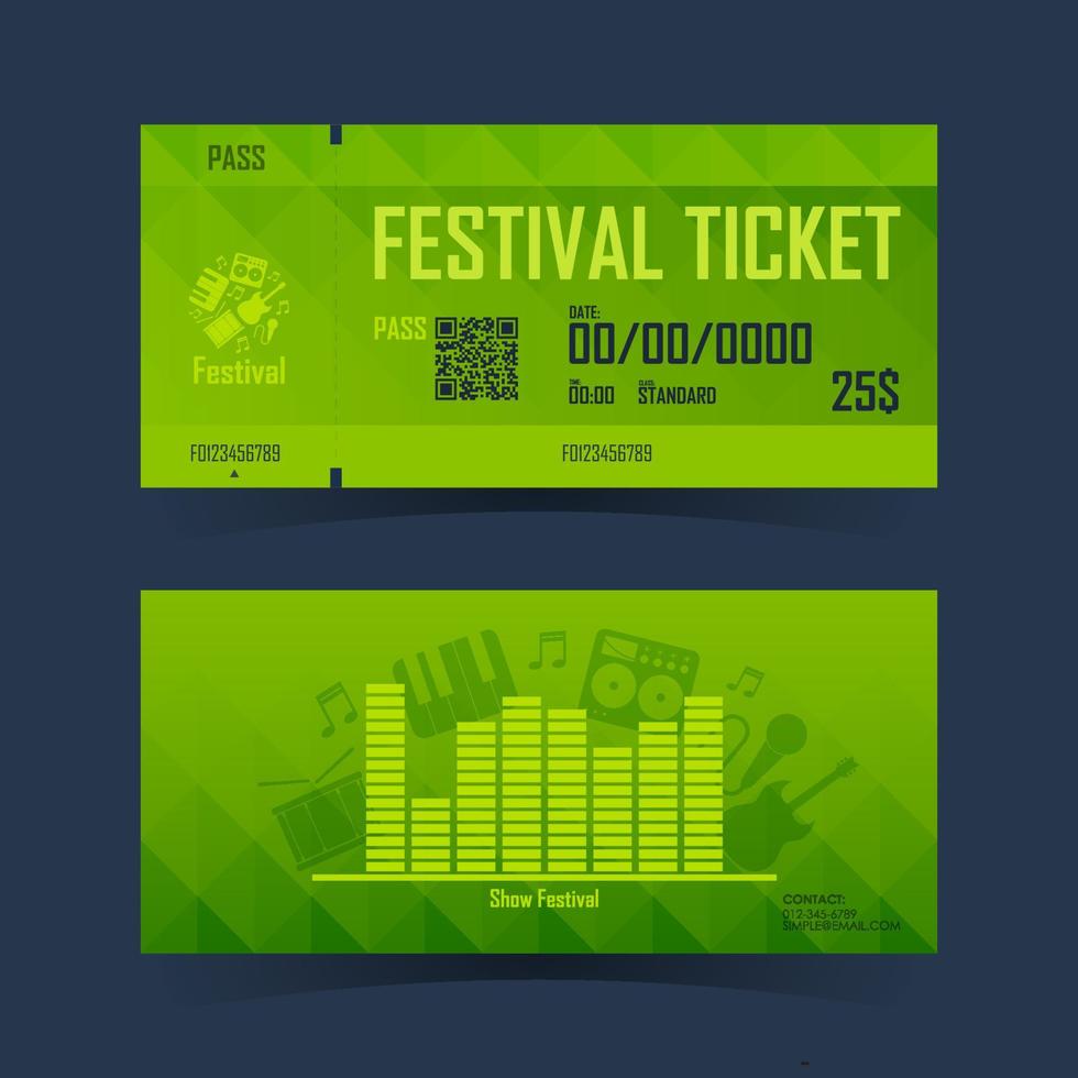 Festival Ticket Card. Element Template for Design. Vector illustration