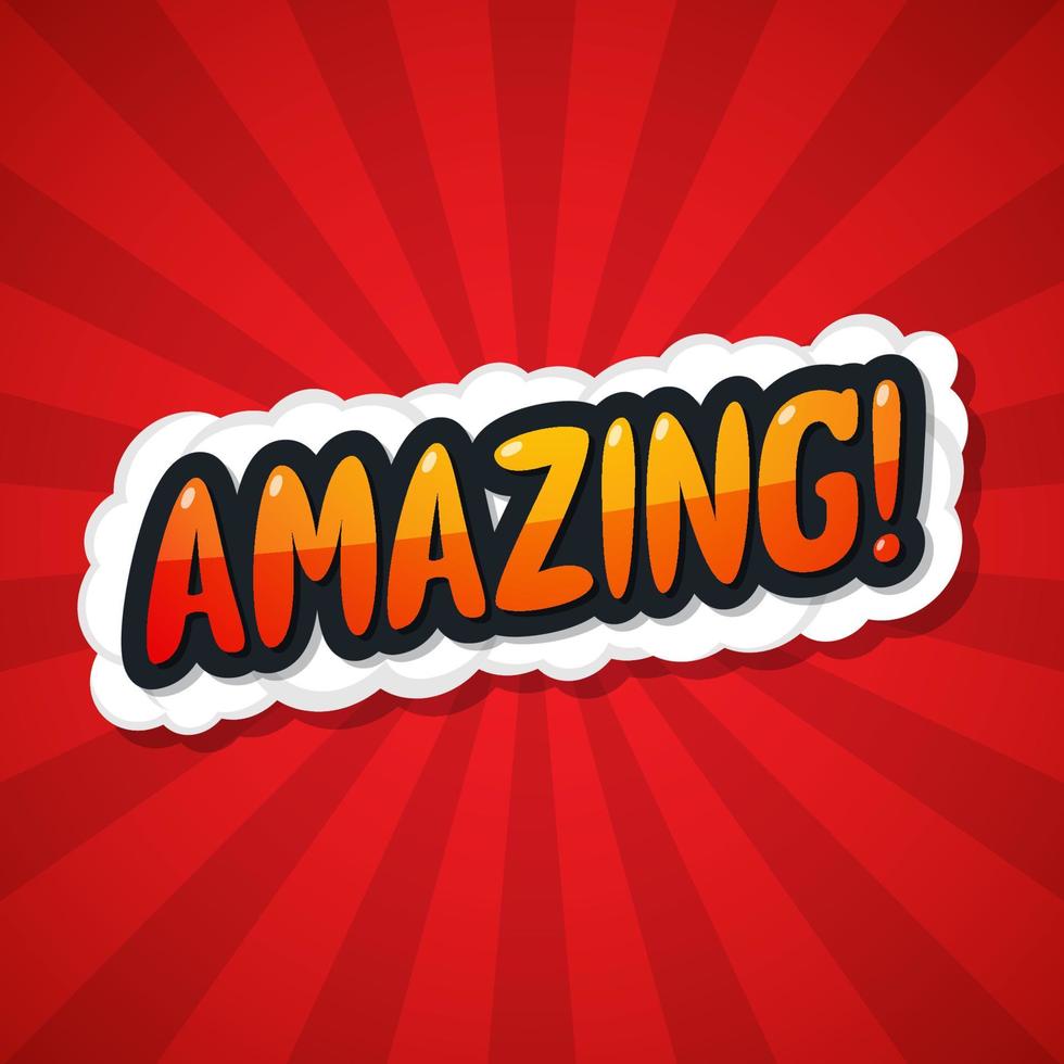 Amazing. Message Poster Comic Speech Bubble. Vector illustration