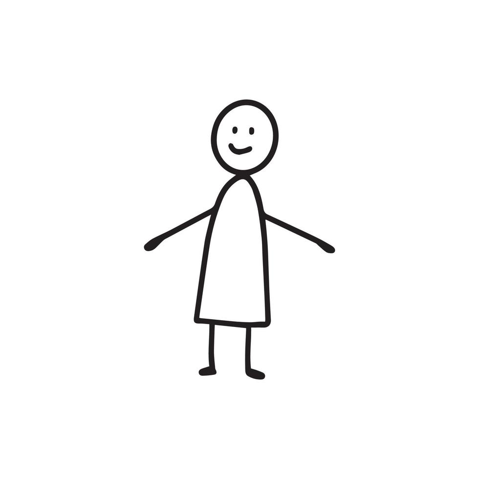 doodle man drawn in childish style vector illustration
