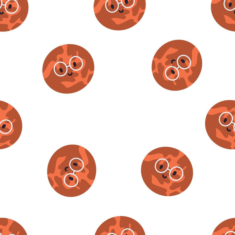 seamless pattern with planet mars in hand drawing style vector