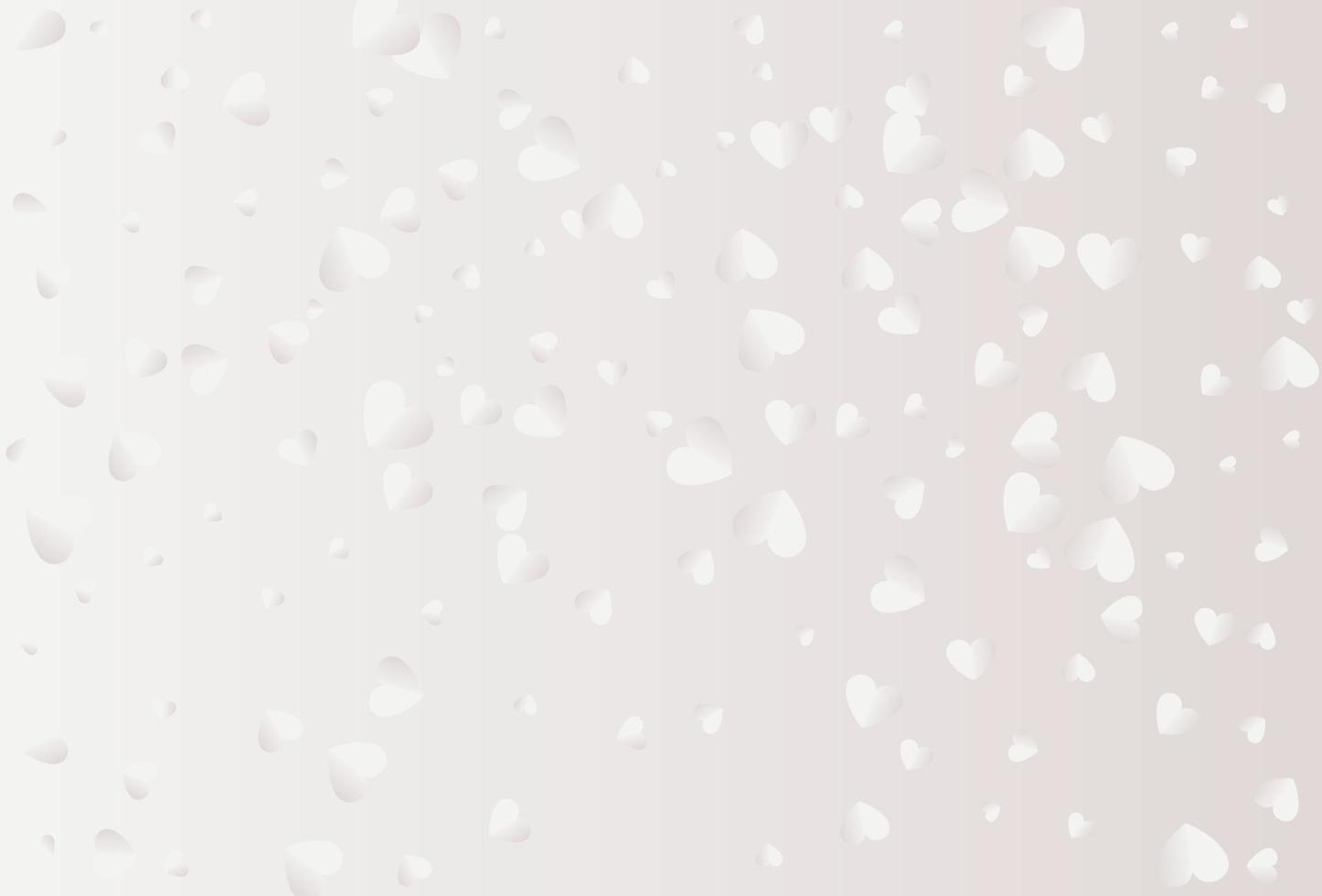 White flying hearts isolated on white background. vector