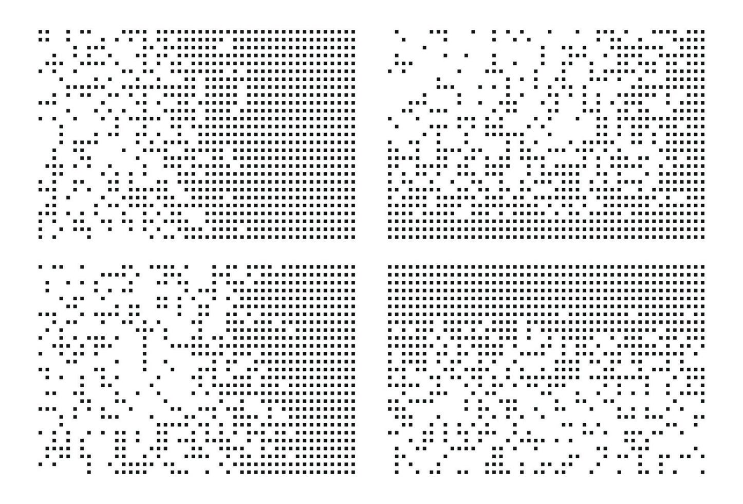 Pixel disintegration, decay effect. Various rectangular elements made of square shapes. vector