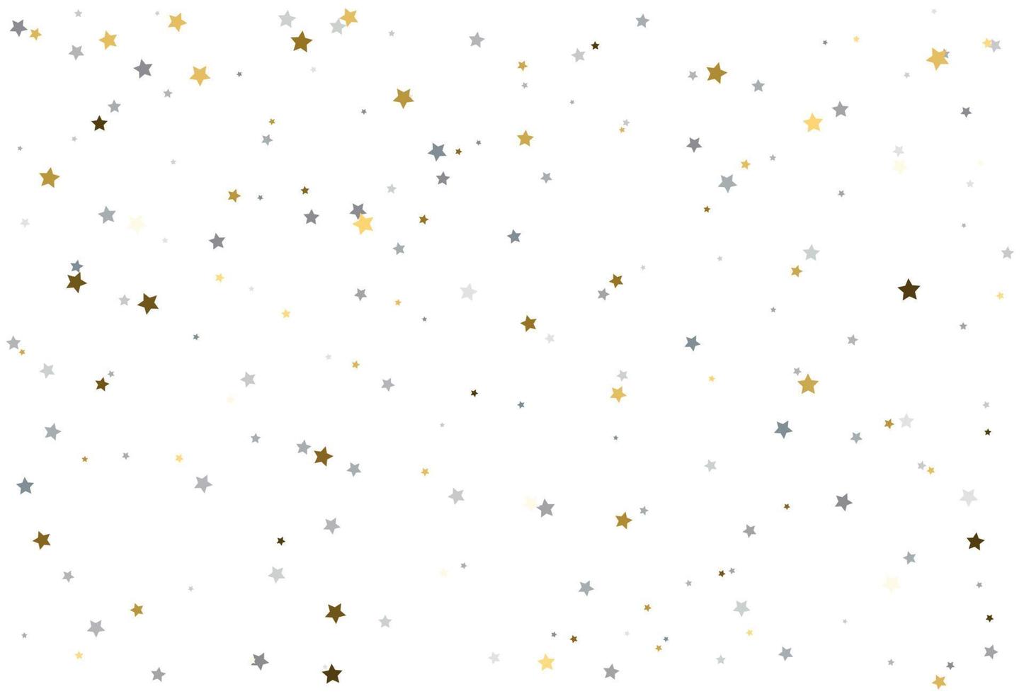 Christmas drawing with gold and silver stars. Silver and gold  star Celebration Confetti. vector