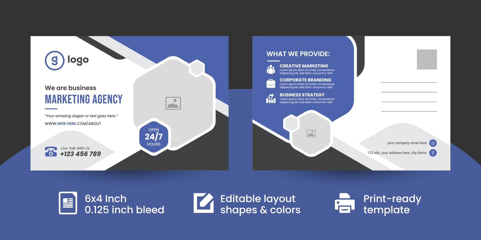 Corporate business postcard template, postcard design template, direct mail eddm design vector