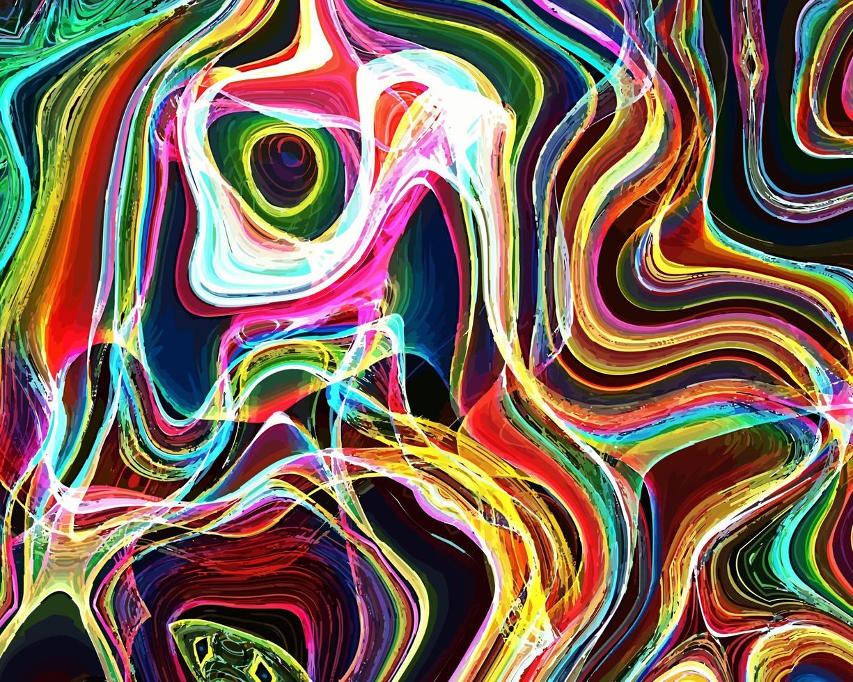 Psychedelic Abstract Neon Wavy Electric Art vector