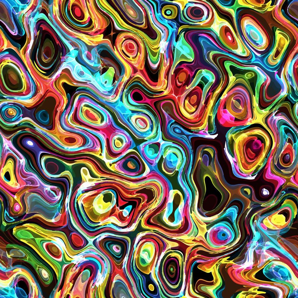 Rainbow Psychedelic Neon Abstract Wavy Art vector