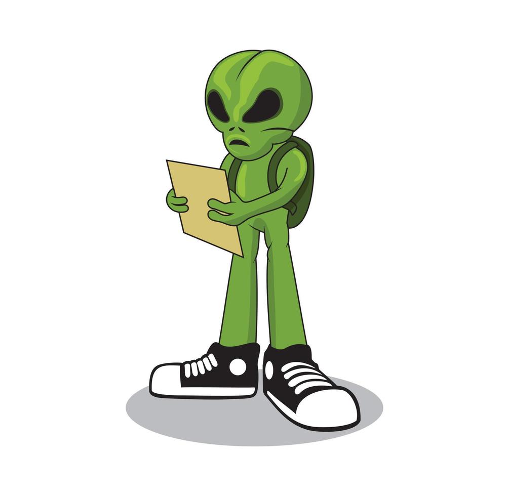 Green alien character design illustration vector