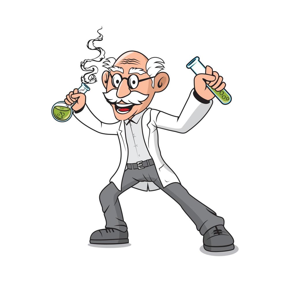 Professor old man cartoon character design illustration vector