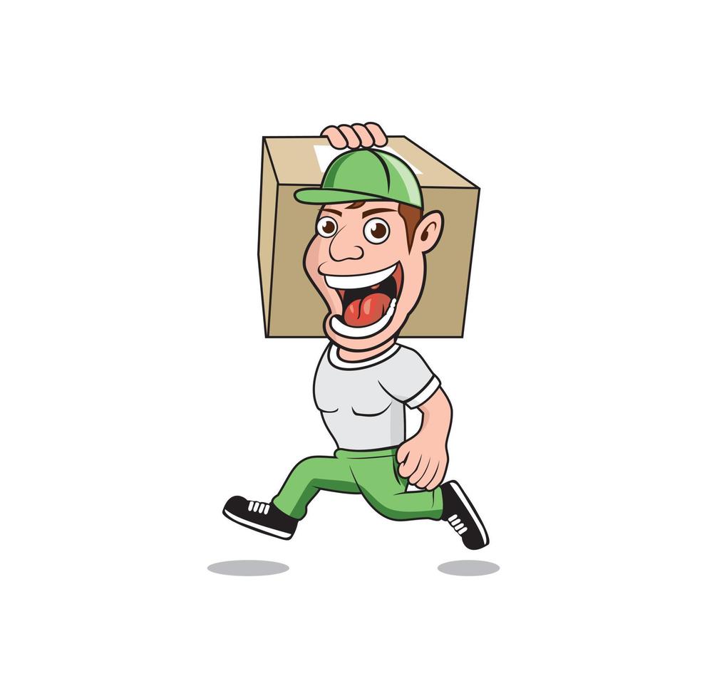 divertido, trabajador de entrega, sonriente, diseño, ilustración vector