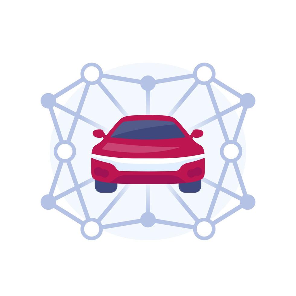 carsharing illustration with a car and routes vector