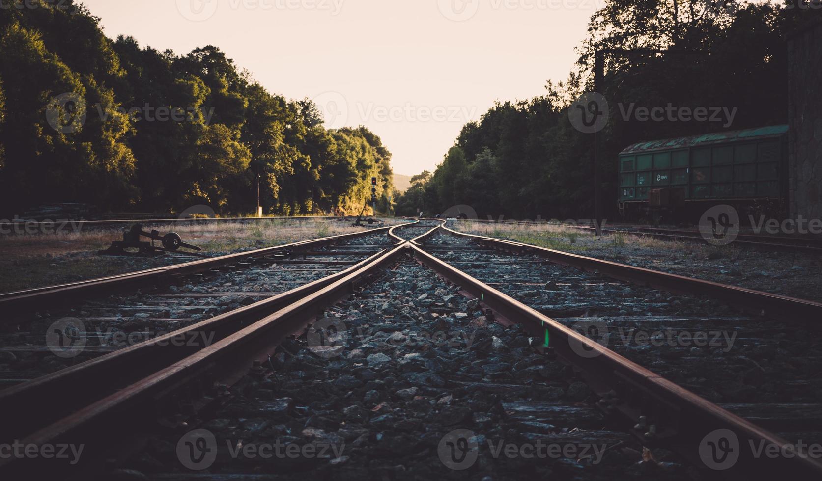 railroad lines sunset photo