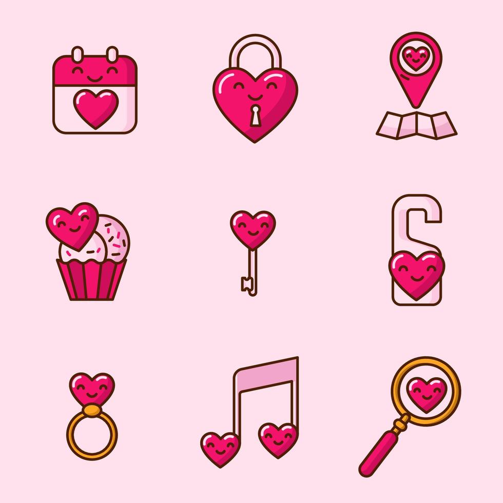 Kawaii Love Icon Collection vector