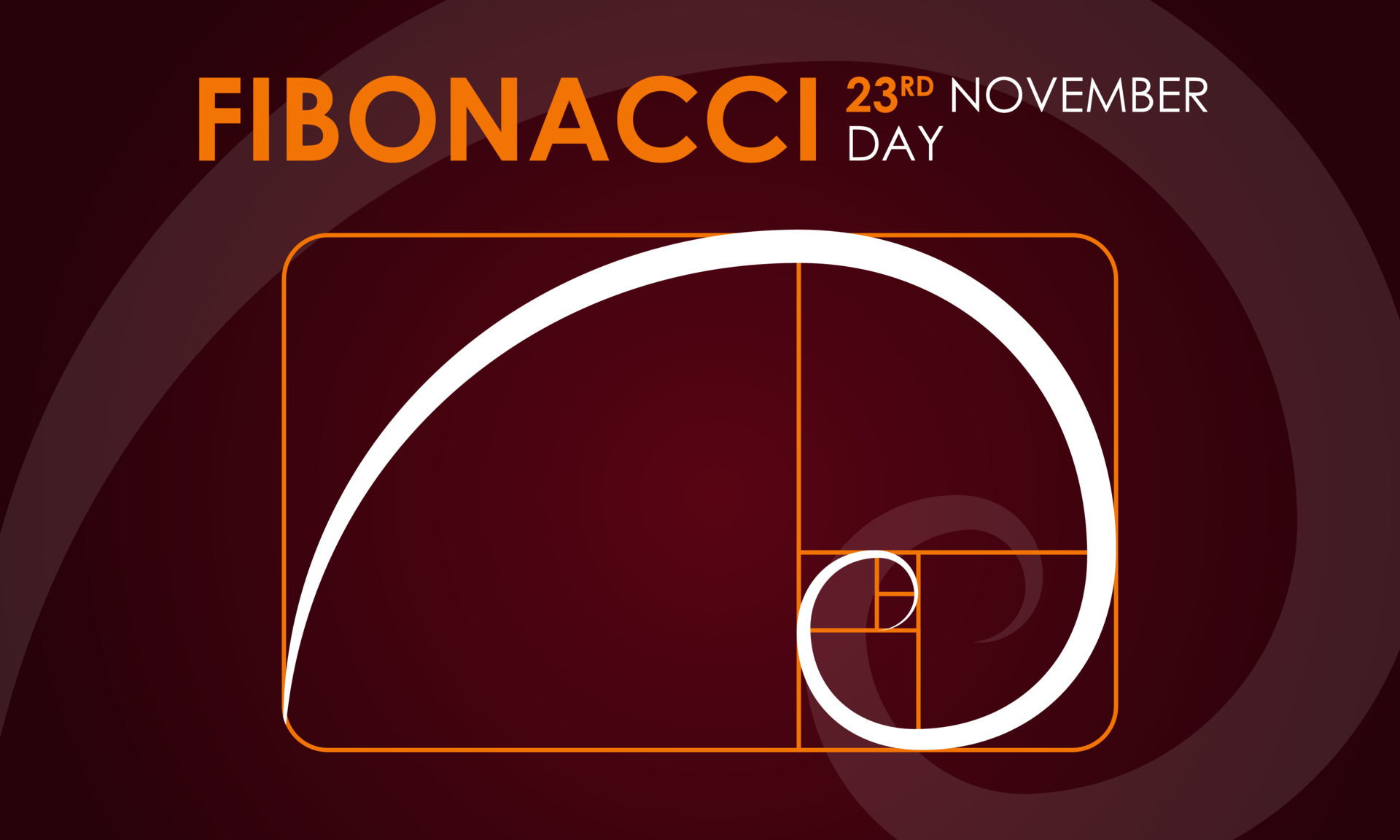 Fibonacci Day Background. November 23. Premium and luxury greeting card