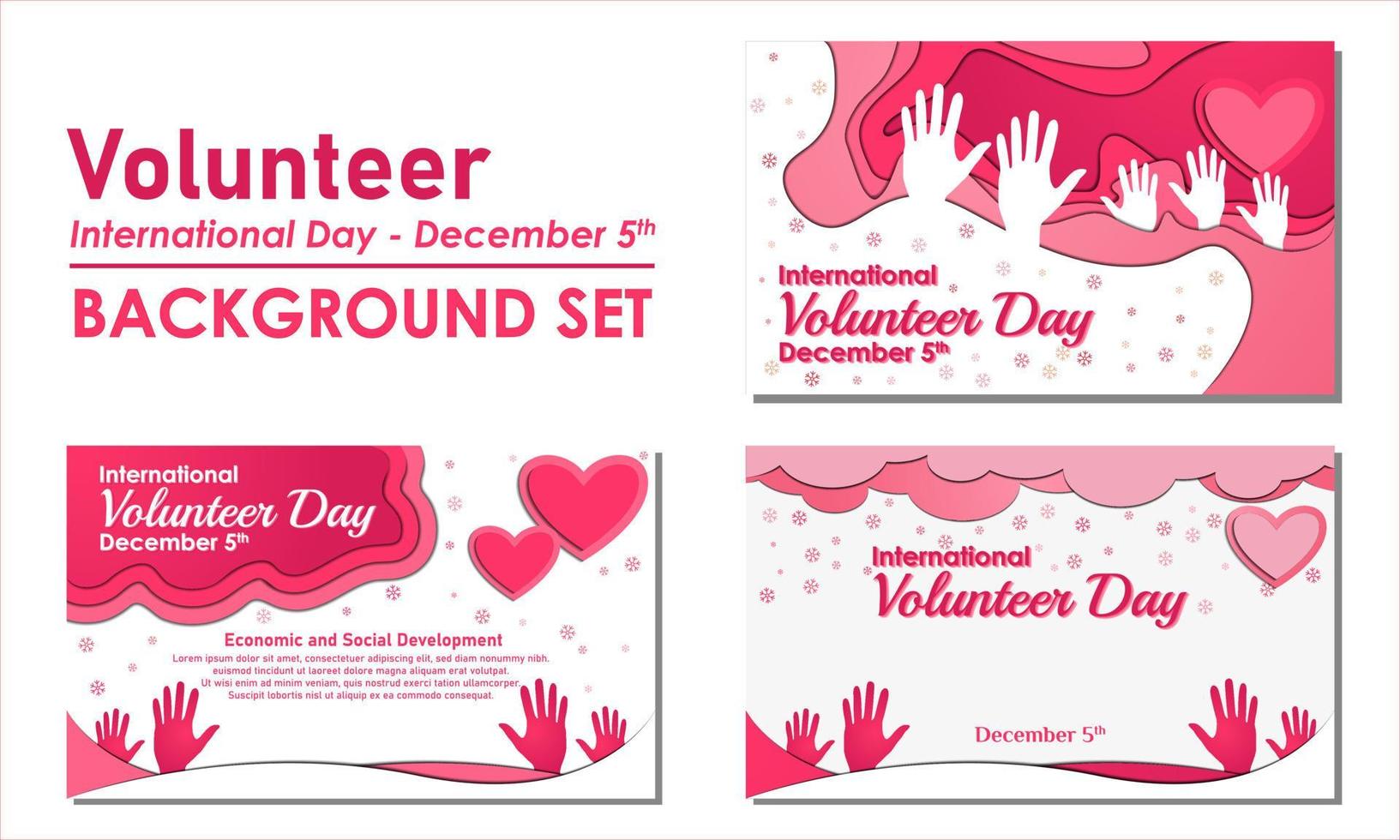 International Volunteer Day Background. December 5. Premium and luxury greeting card, letter, poster, or banner. With a hand, heart, and love sign icon vector