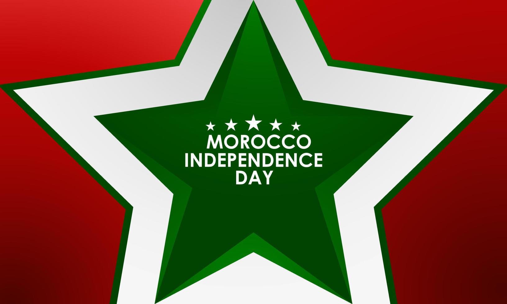 Fondo del día de la independencia de Marruecos. 18 de noviembre. Tarjeta de felicitación, carta, póster o pancarta premium y de lujo. con icono de estrella y bandera nacional de Marruecos vector