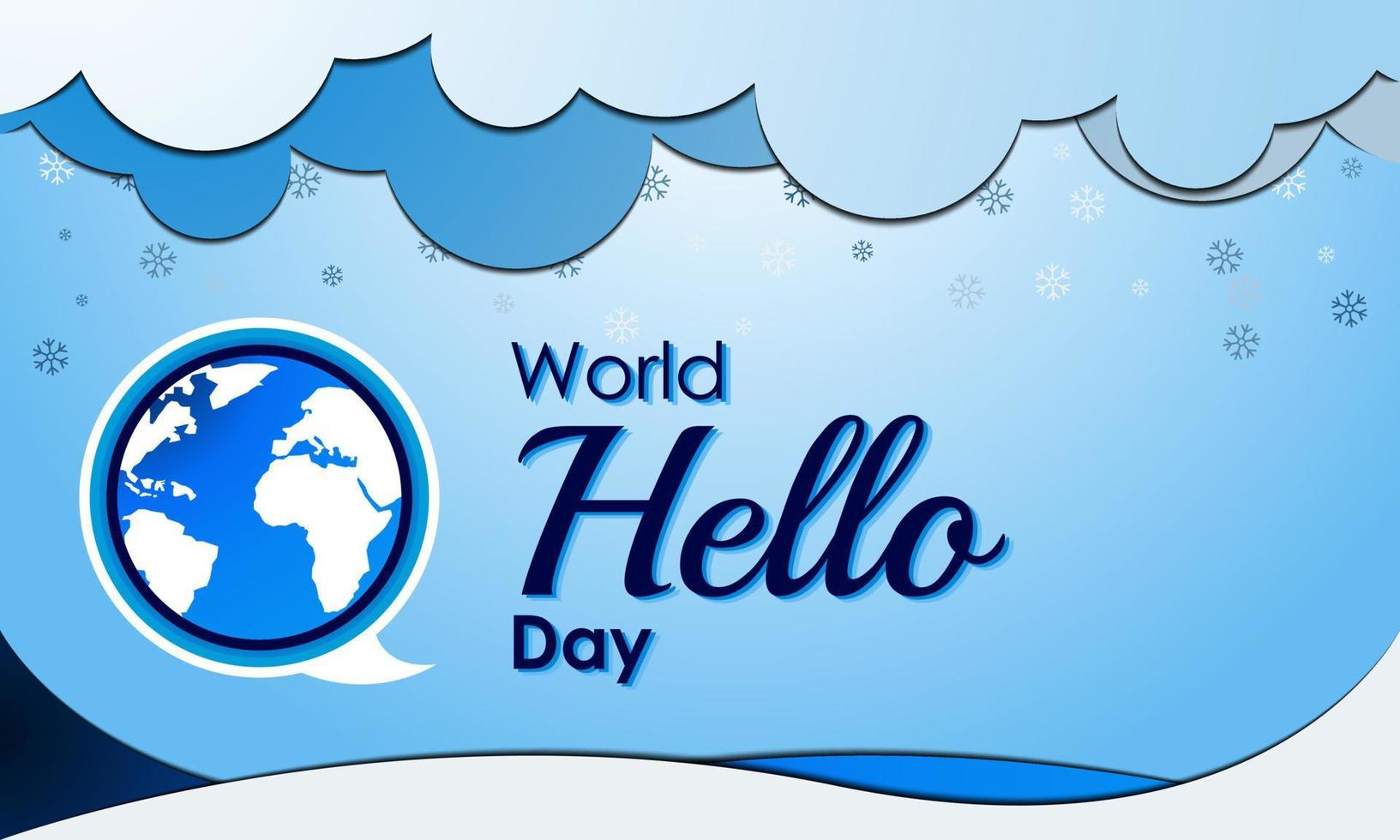 World Hello Day Background. November 21. Premium and luxury greeting card, letter, poster, or banner. With globe, earth, and world icon vector illustration