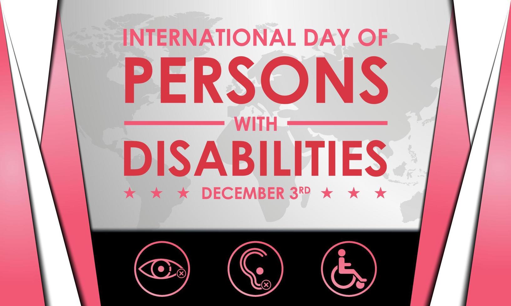 International Day of Persons with Disabilities. December 3. Premium and luxury background, greeting card, letter, poster, or banner. With earth, wheelchair, and disability sign icon vector