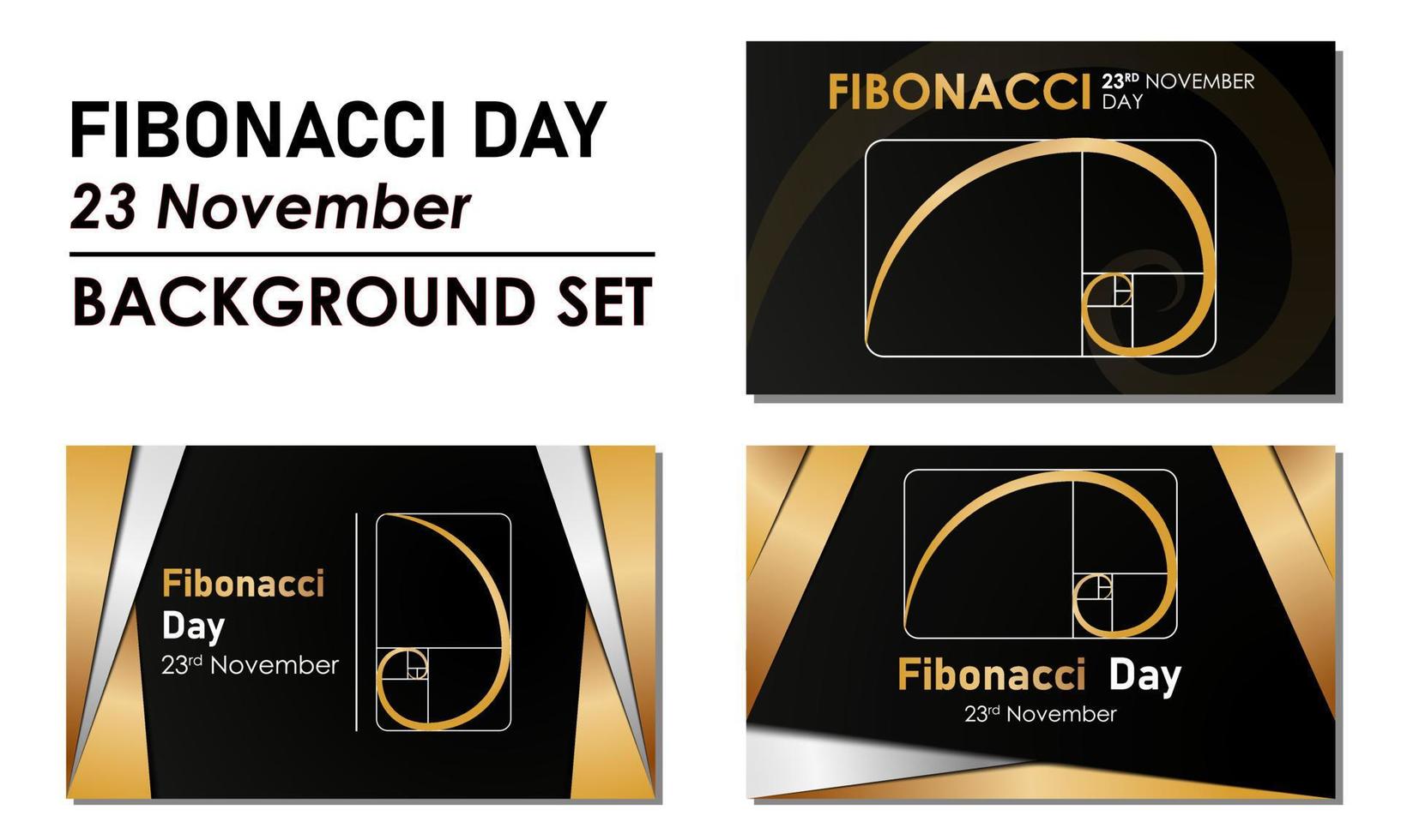 Fondo del día de Fibonacci. 23 de noviembre. Tarjeta de felicitación, carta, póster o pancarta premium y de lujo. con el icono de forma de proporción áurea. ilustración vectorial vector