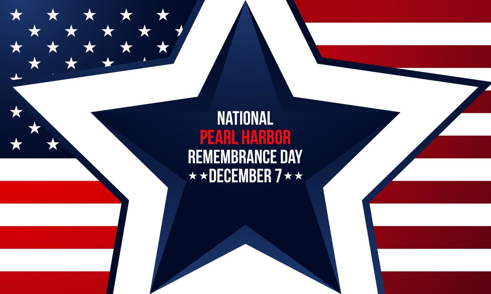 Pearl Harbor Remembrance Day Background. December 7. Template for banner, greeting card, or poster. With star, anchor icon, and USA national flag. Premium vector illustration