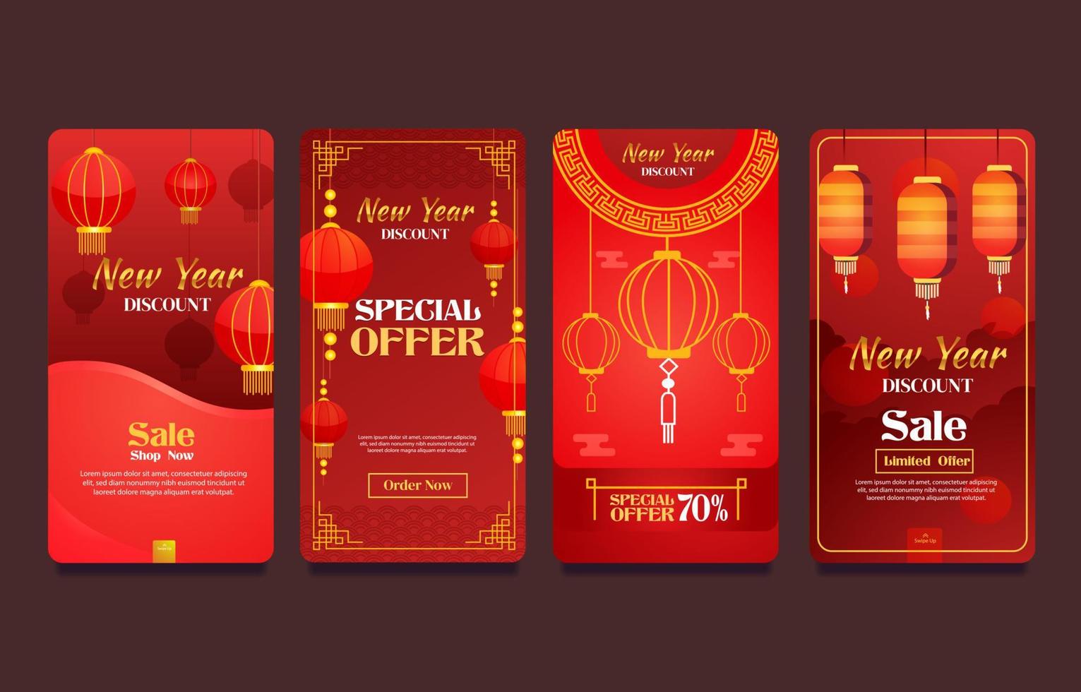 Chinese New Year Promotion Template with Red Lanterns 4393656 Vector
