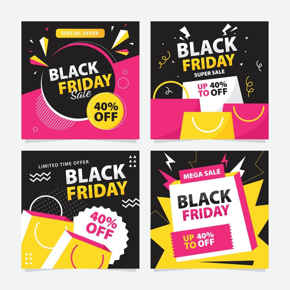 Black Friday Social Media Posts vector
