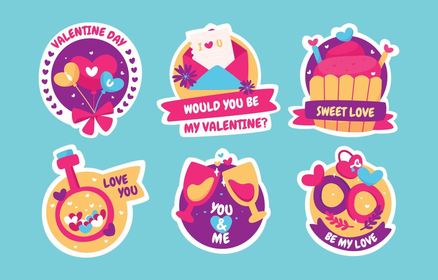 Valentine Day Sticker Set vector