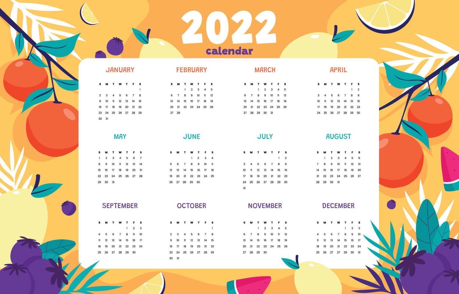 2022 Calendar Template vector