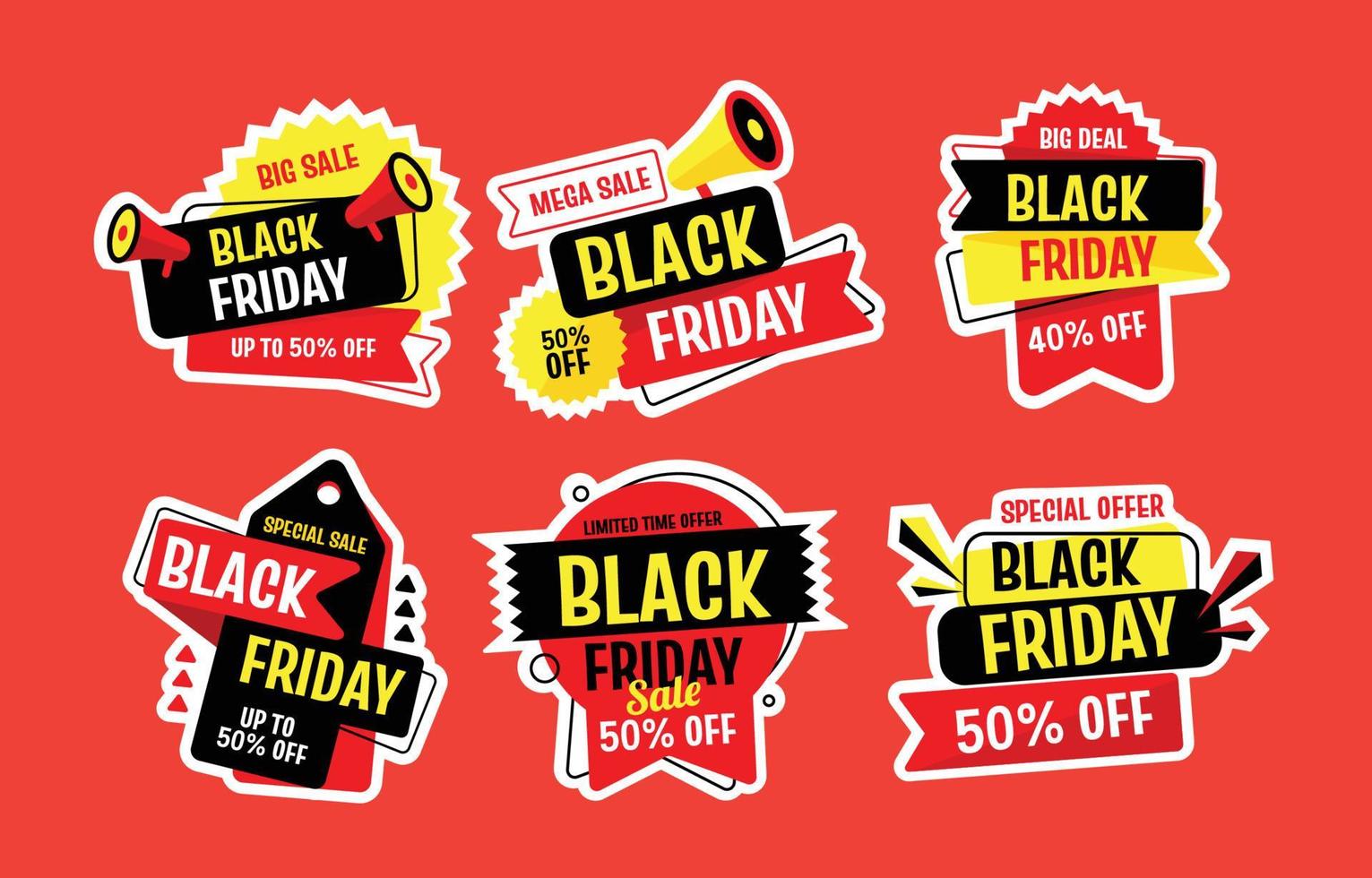 Black Friday Sticker Set vector