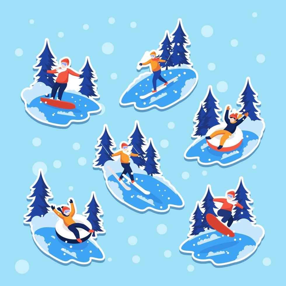 Winter Sport Stickers Set vector