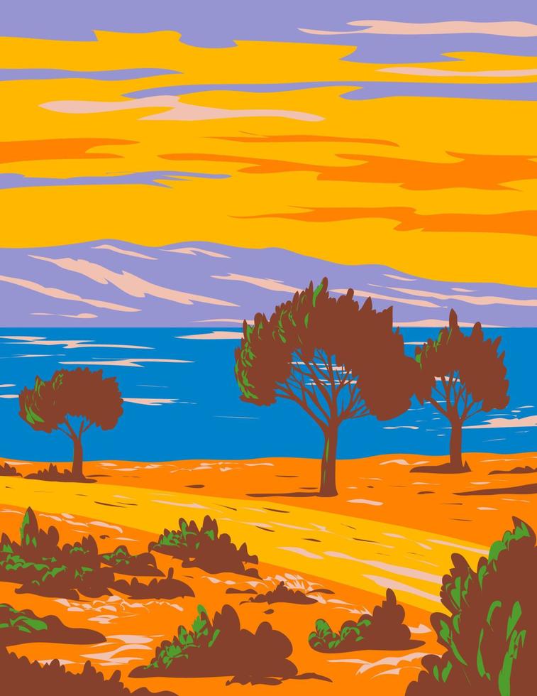 Bear Lake State Park Along the Shore of Rendezvous Beach Utah USA WPA Poster Art vector