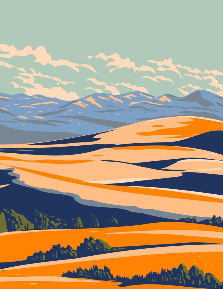 parque estatal de dunas de arena rosa coral entre el cruce del monte carmel y kanab en utah, estados unidos wpa poster art vector