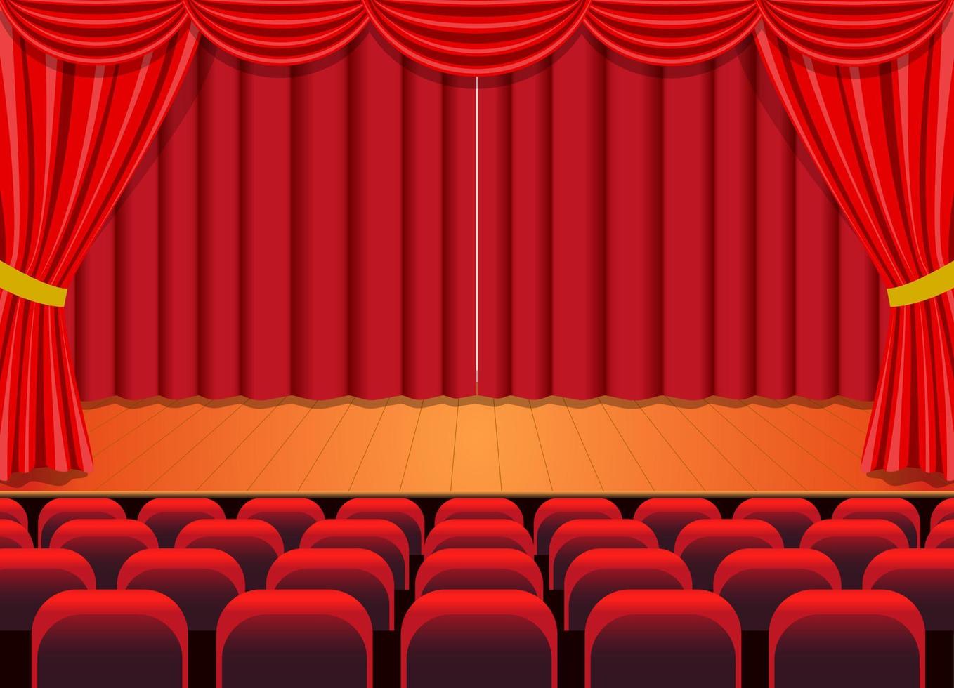 drama theater stage with glamor red curtain and spectacle vector